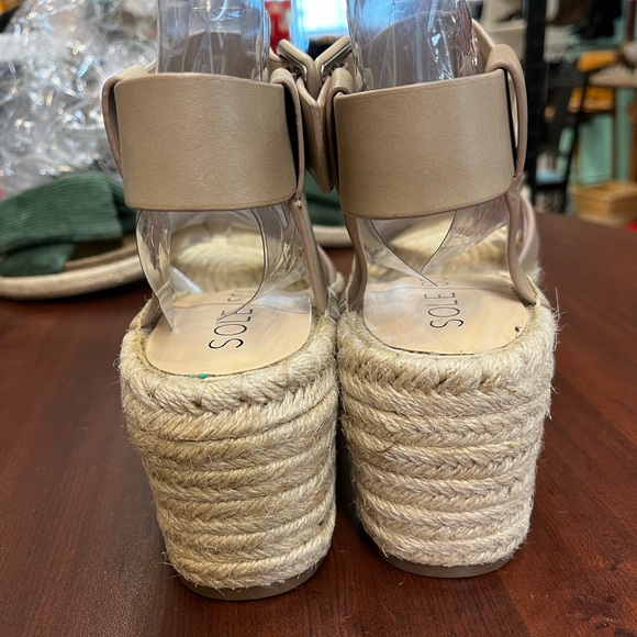 New Sole Society Natural Leather & Espadrille 3” Heel- Size 10 - Picture 5 of 6